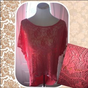 Torrid 2 open back coral lace high low top